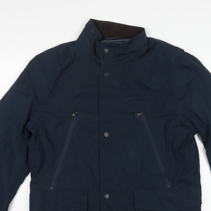 Marks and Spencer Men Blue M Basic Jacket Zip Snap Pockets