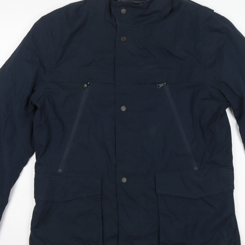 Marks and Spencer Men Blue M Basic Jacket Zip Snap Pockets