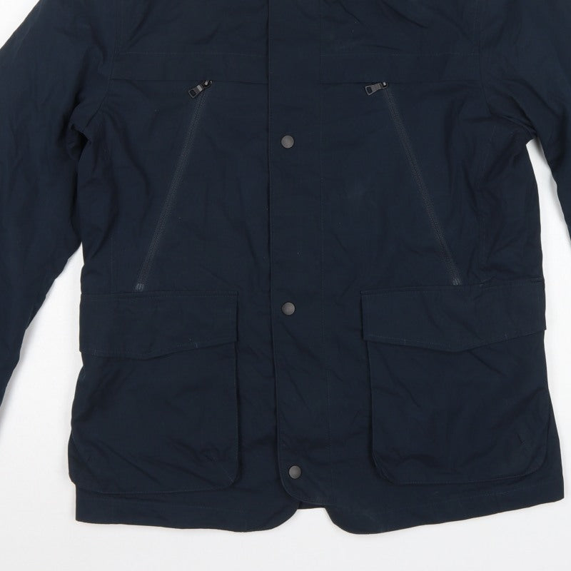 Marks and Spencer Men Blue M Basic Jacket Zip Snap Pockets