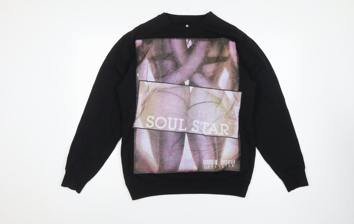 Soul Star Men's Black L Graphic Print Crew Neck Pullover Sweatshirt