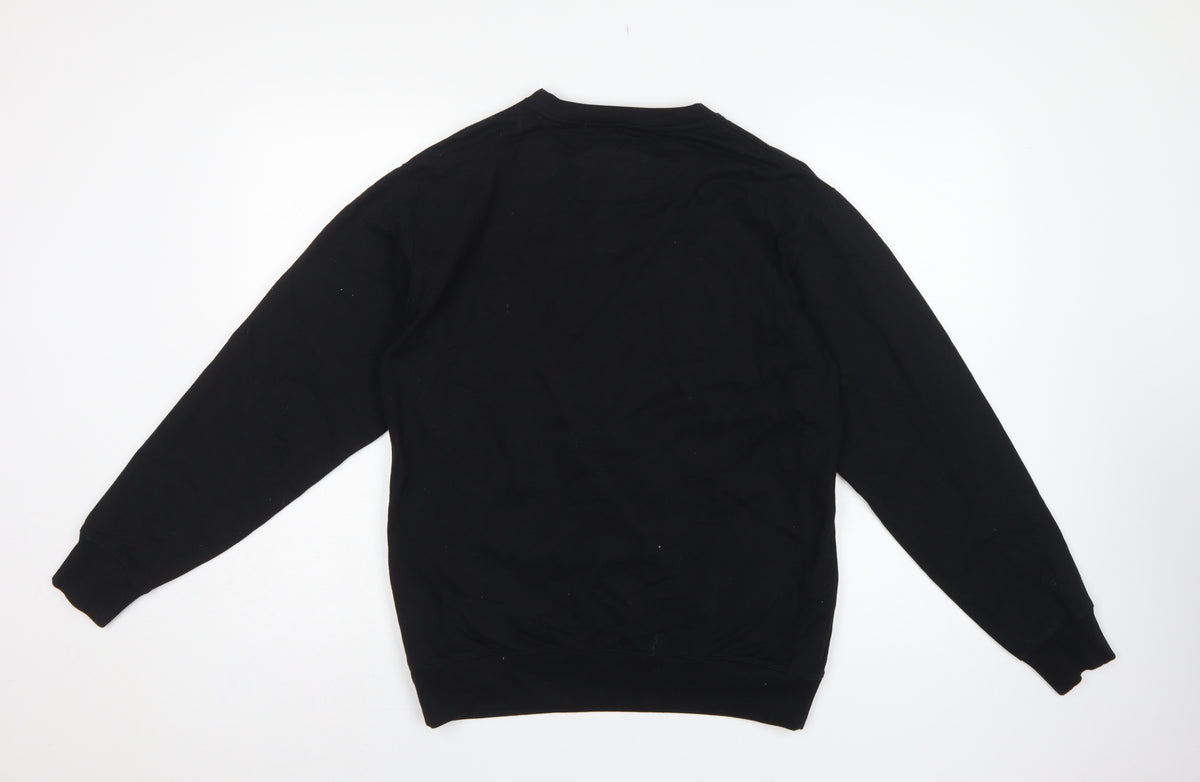 Soul Star Men's Black L Graphic Print Crew Neck Pullover Sweatshirt