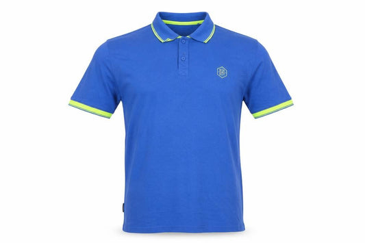 Dissident Mens Blue M Cotton Polo Shirt Neon Trim Logo Short Sleeve