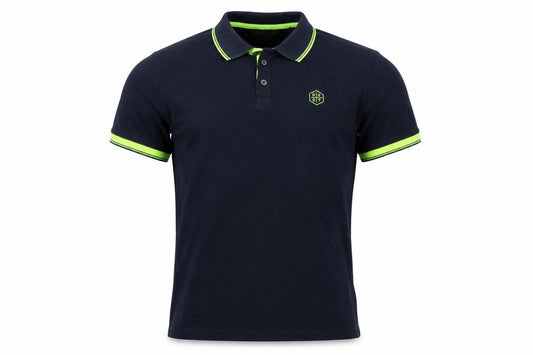 Dissident Men’s Blue M Cotton Polo Shirt Neon Trim Logo Short Sleeve