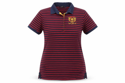 Lansdown Yacht Club Women Red Navy Stripe Polo Shirt UK 18 Embroidered