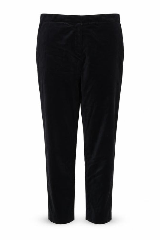 Marks and Spencer Women Black Size 14 Regular Straight Velvet Trousers