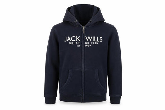 Jack Wills Boys Blue 11-12 Years Full Zip Hooded Logo Hoodie