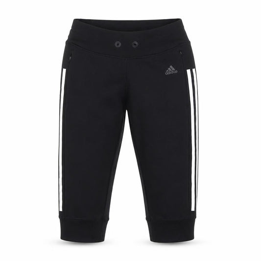 Adidas Women Black UK 8 Capri Joggers Climacool 3 Stripe Zip Pockets