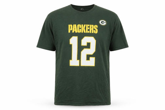 NFL Team Apparel Men Green XL Packers Rodgers 12 Graphic T-Shirt