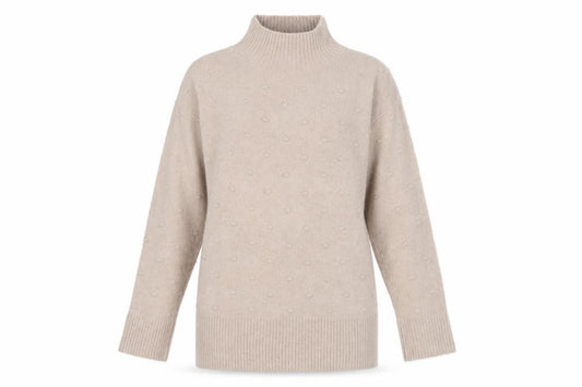 FatFace Women’s Beige High Neck Bobble Knit Jumper UK 6