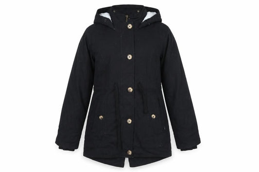 Hollister Women’s Black XS Hooded Parka Coat Faux Fur Lined