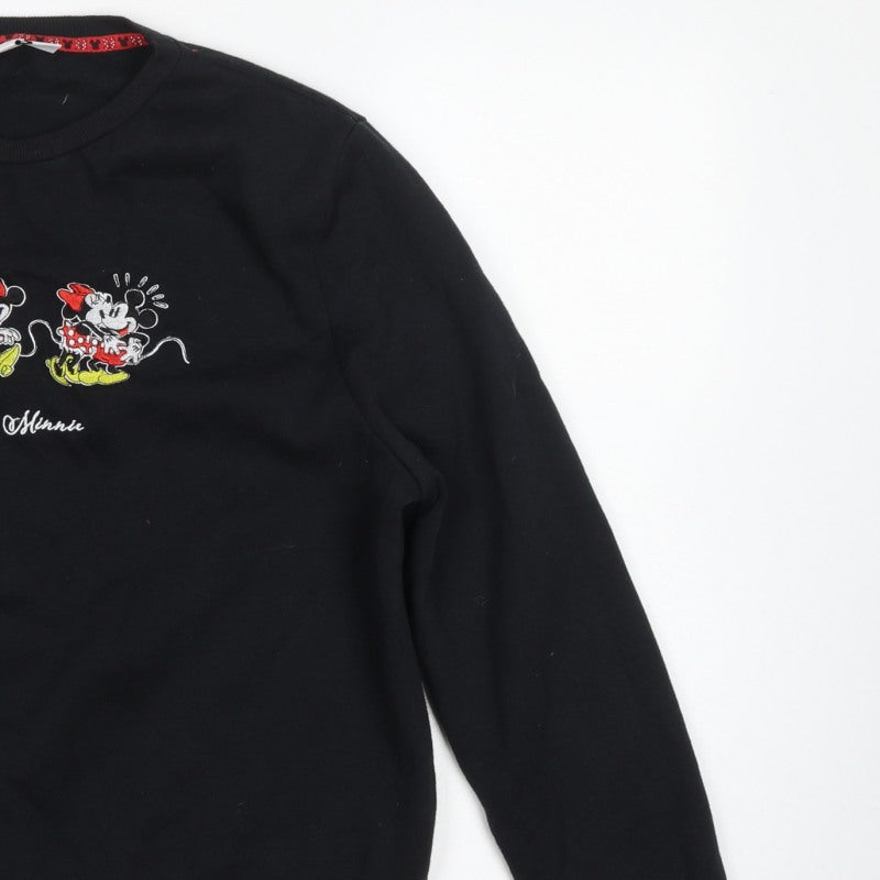 Disney Women’s Black L Pullover Mickey & Minnie Crew Sweatshirt