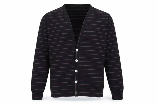 Paul Smith Jeans Men’s Black Purple Stripe Cotton Cardigan L