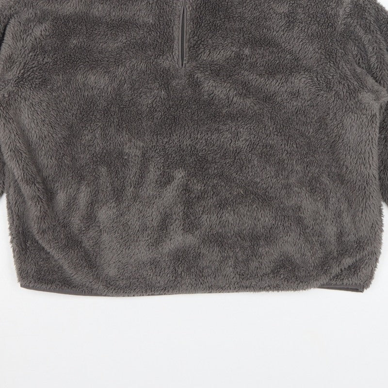 H&M Women Grey XS Fleece 1/4 Zip High Neck Pullover Sweatshirt