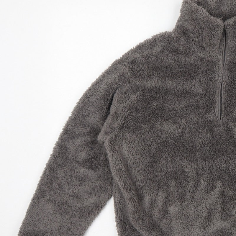 H&M Women Grey XS Fleece 1/4 Zip High Neck Pullover Sweatshirt