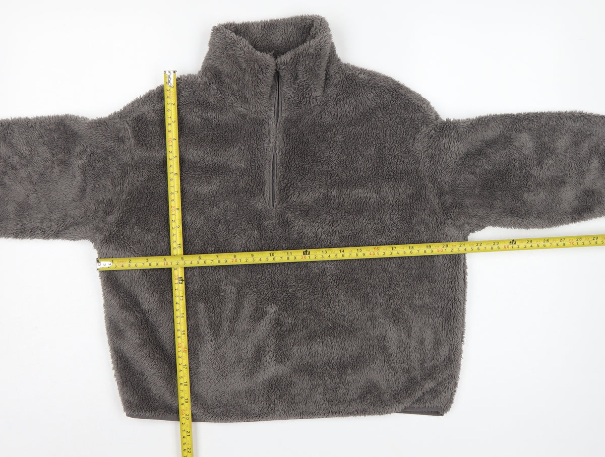 H&M Women Grey XS Fleece 1/4 Zip High Neck Pullover Sweatshirt