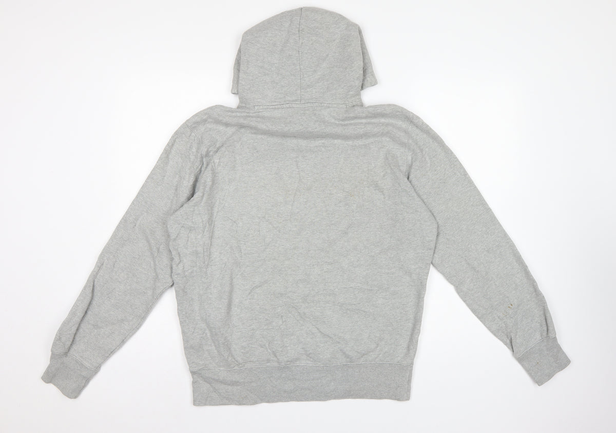 Champion Men Grey L Pullover Hoodie Embroidered Logo Pockets
