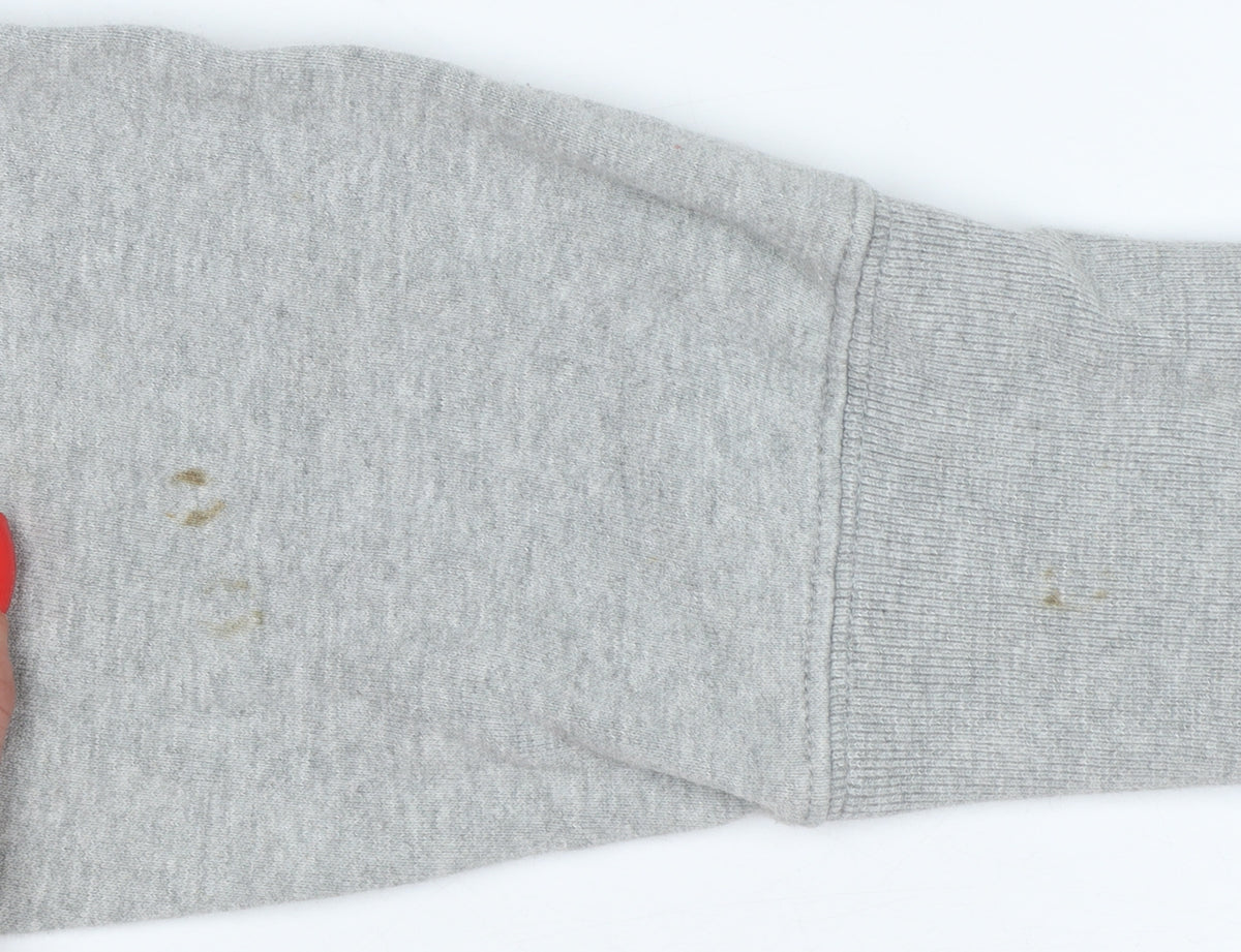 Champion Men Grey L Pullover Hoodie Embroidered Logo Pockets