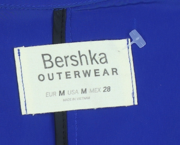 Bershka Women Blue M Single-Breasted One-Button Blazer Jacket