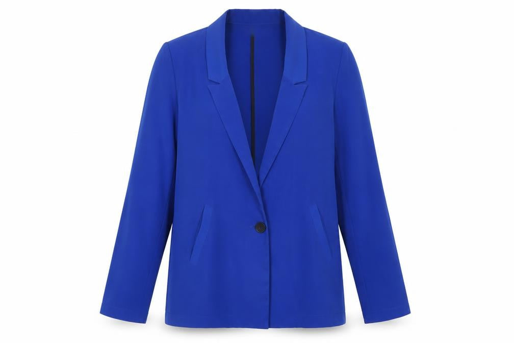Bershka Women Blue M Single-Breasted One-Button Blazer Jacket