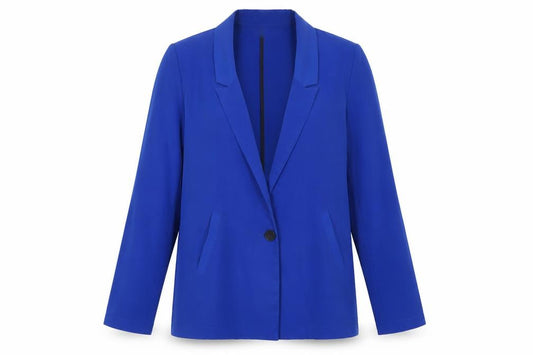 Bershka Women Blue M Single-Breasted One-Button Blazer Jacket