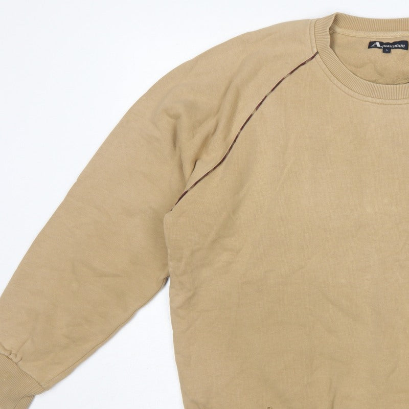 Aquascutum Men’s Beige L Crew Neck Pullover Sweatshirt