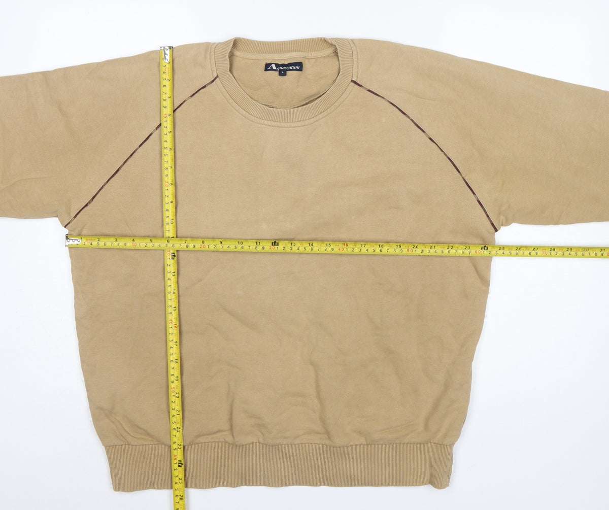 Aquascutum Men’s Beige L Crew Neck Pullover Sweatshirt