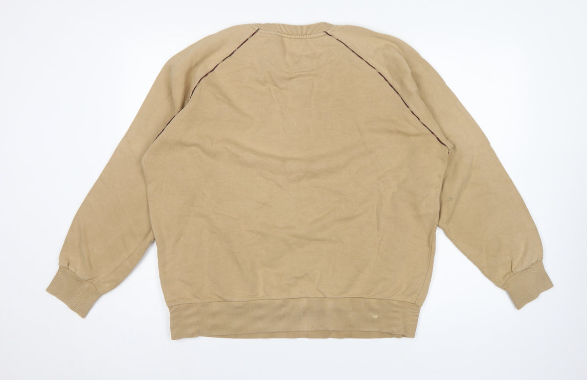 Aquascutum Men’s Beige L Crew Neck Pullover Sweatshirt