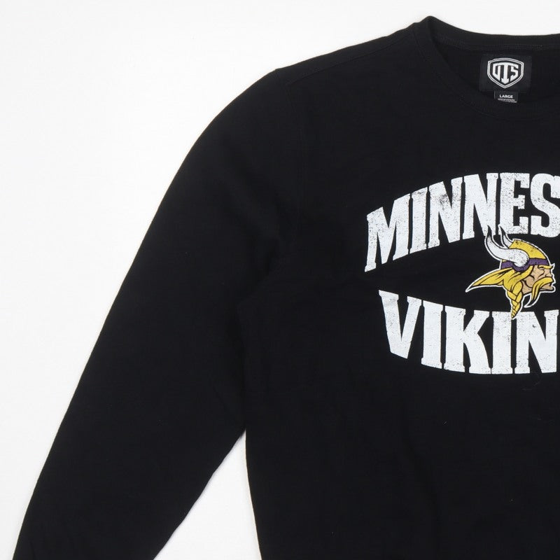 OTS Women's Black L Minnesota Vikings Graphic Pullover Sweatshirt