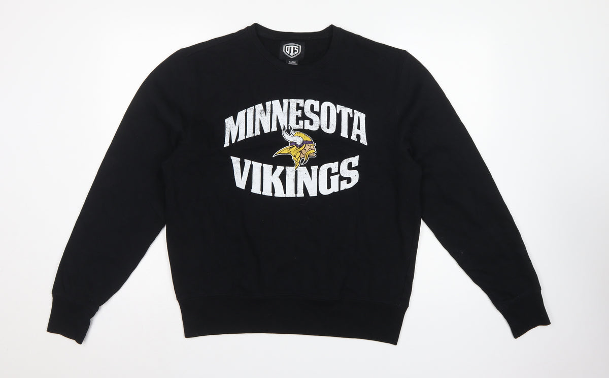OTS Women's Black L Minnesota Vikings Graphic Pullover Sweatshirt