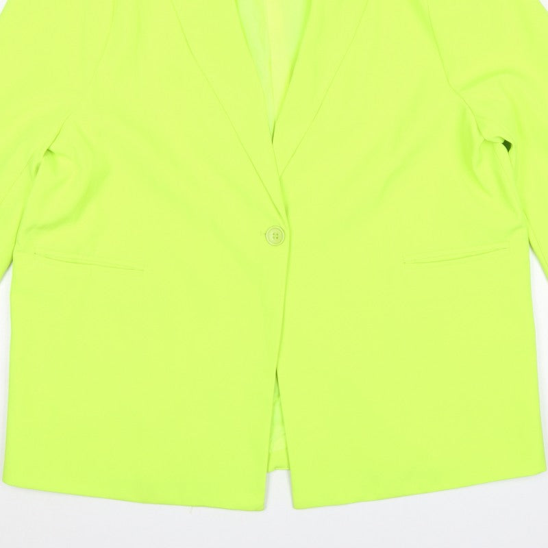 Missguided Women Green UK 18 Neon Single-Breasted Blazer Jacket
