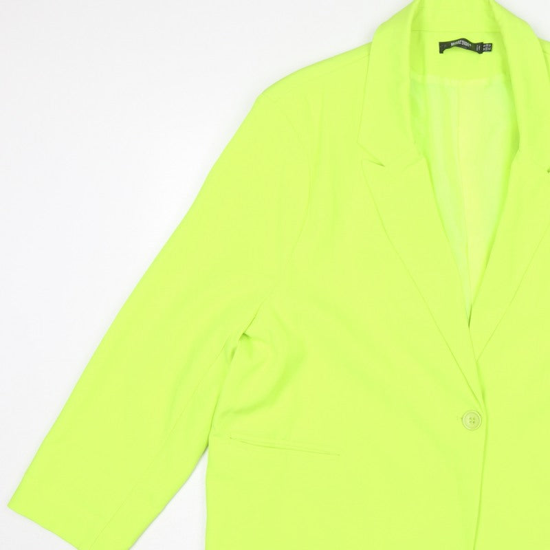 Missguided Women Green UK 18 Neon Single-Breasted Blazer Jacket