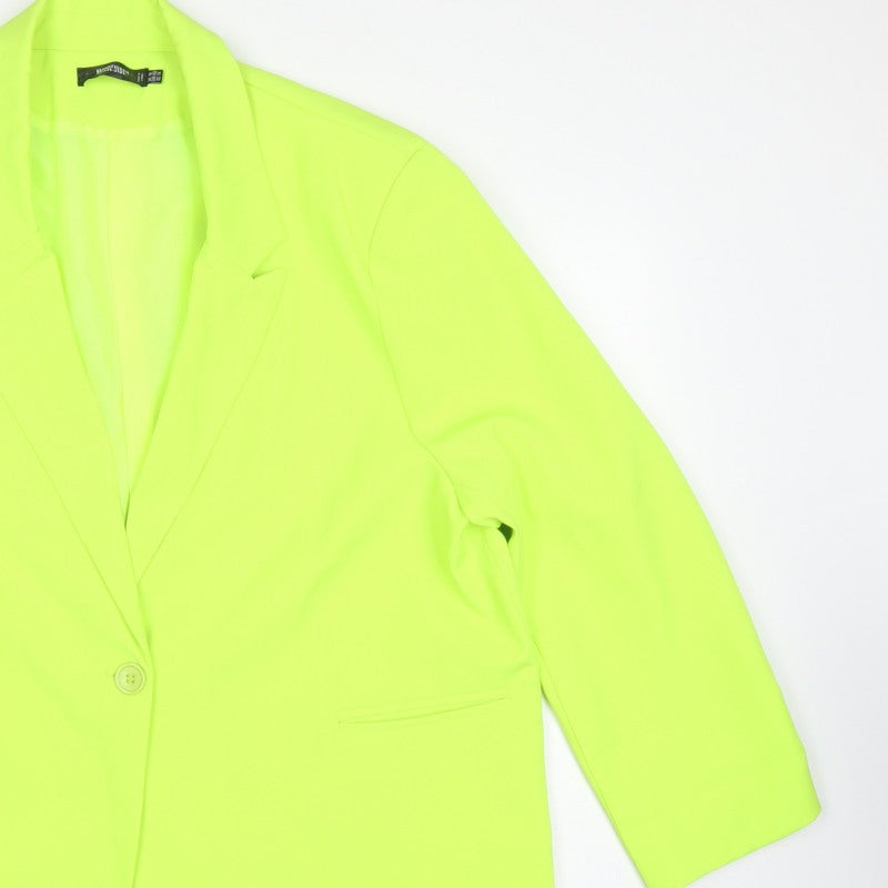 Missguided Women Green UK 18 Neon Single-Breasted Blazer Jacket