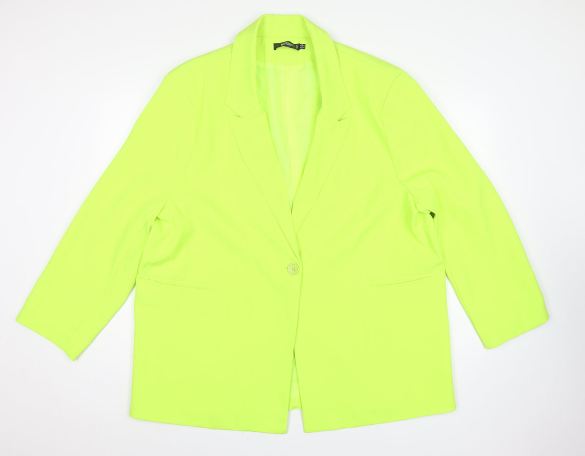 Missguided Women Green UK 18 Neon Single-Breasted Blazer Jacket