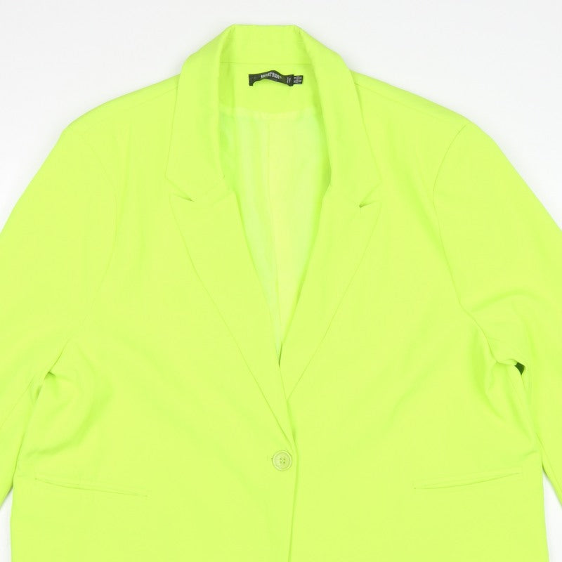 Missguided Women Green UK 18 Neon Single-Breasted Blazer Jacket