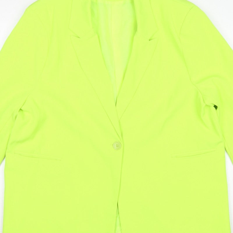 Missguided Women Green UK 18 Neon Single-Breasted Blazer Jacket