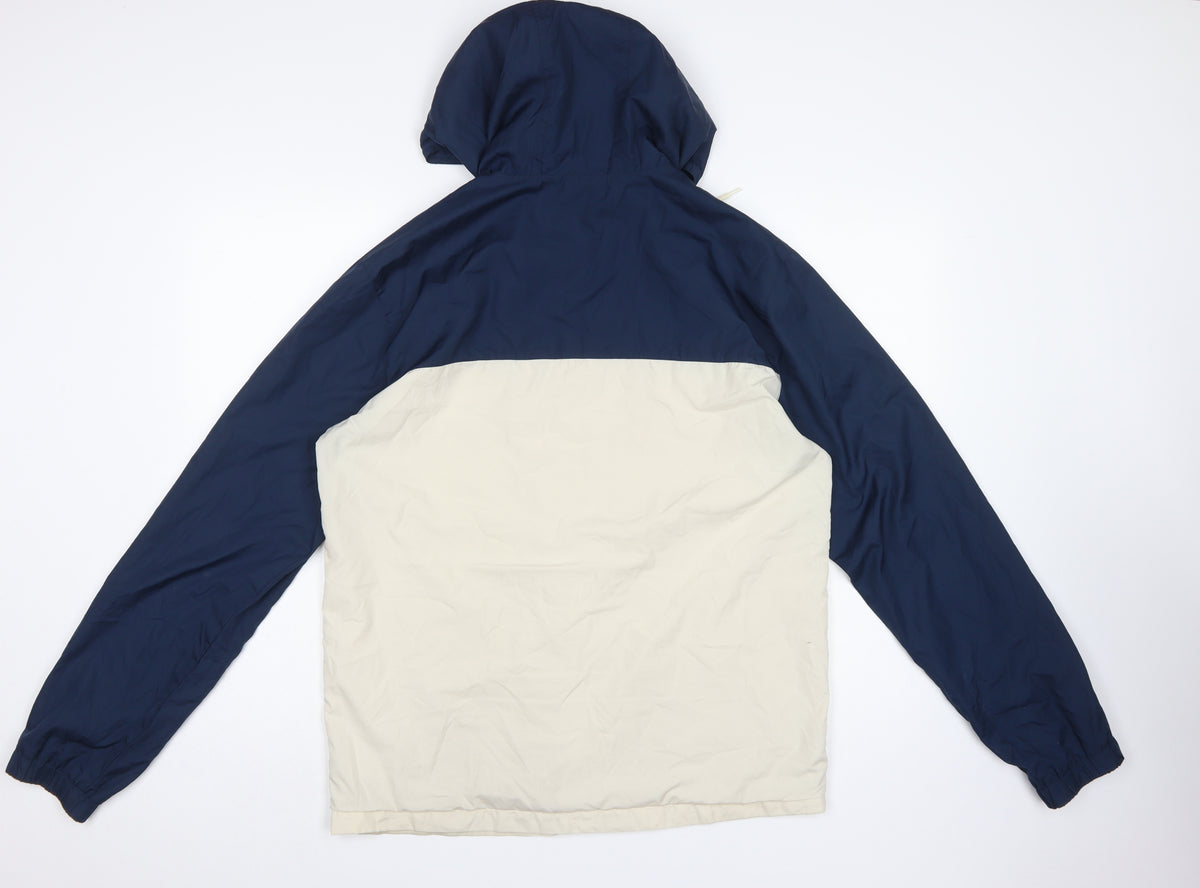 Vans Men's Blue Ivory Medium Hooded Windbreaker Jacket Full Zip