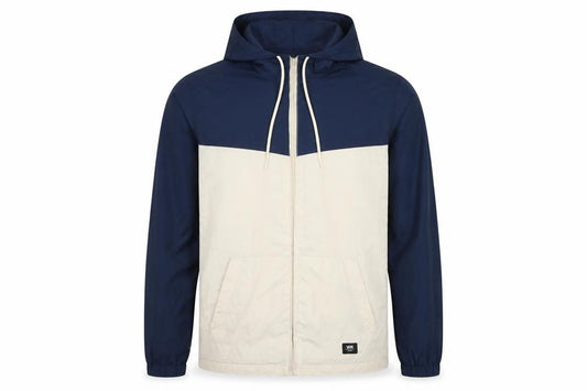 Vans Men's Blue Ivory Medium Hooded Windbreaker Jacket Full Zip