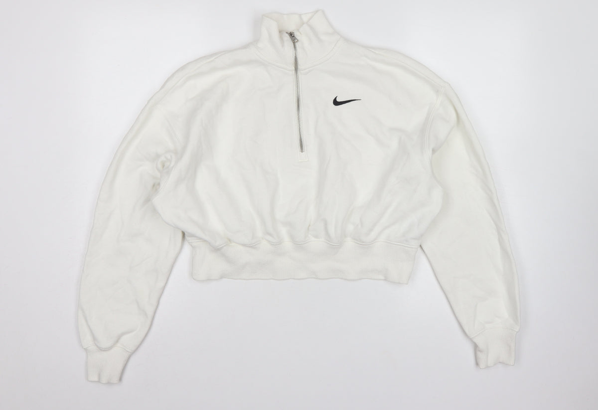 Nike Women’s White S Pullover 1/4 Zip Logo Sweatshirt