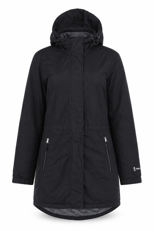 Free Country Women’s Black S Hooded Long Parka Coat Fleece Lined