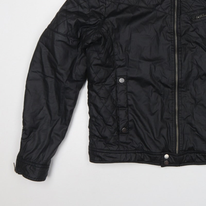 H&M Men’s Black UK 44 Quilted Biker Jacket Padded Zip