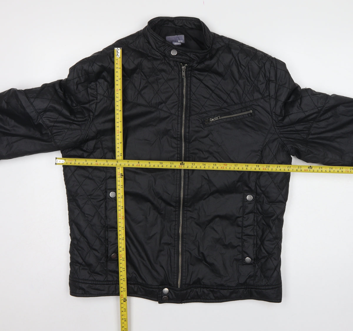 H&M Men’s Black UK 44 Quilted Biker Jacket Padded Zip
