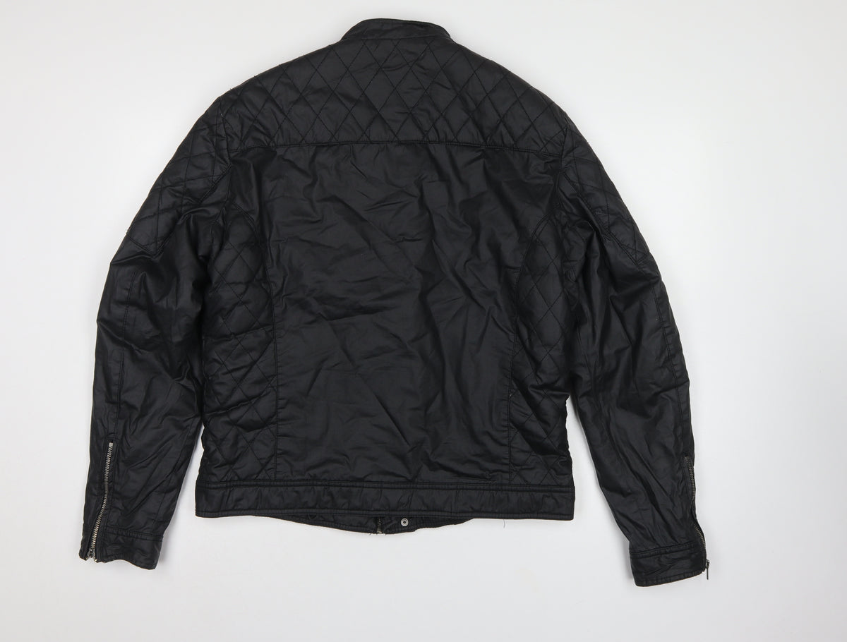 H&M Men’s Black UK 44 Quilted Biker Jacket Padded Zip