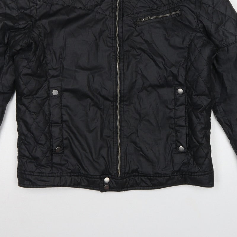 H&M Men’s Black UK 44 Quilted Biker Jacket Padded Zip