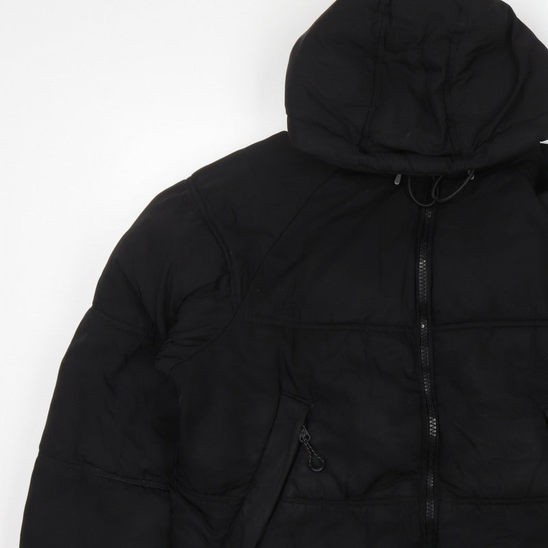 Pull&Bear Women Black S Cropped Hooded Puffer Jacket Zip