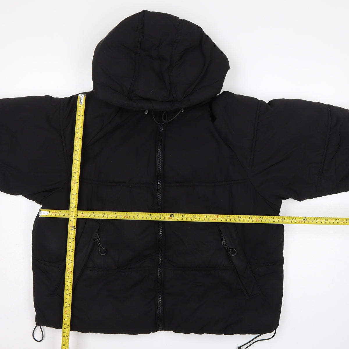 Pull&Bear Women Black S Cropped Hooded Puffer Jacket Zip