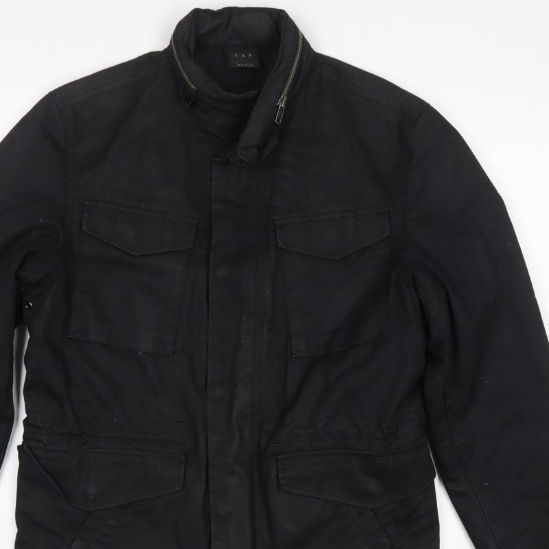GAP Men’s Black Small Military Field Jacket Zip Pockets