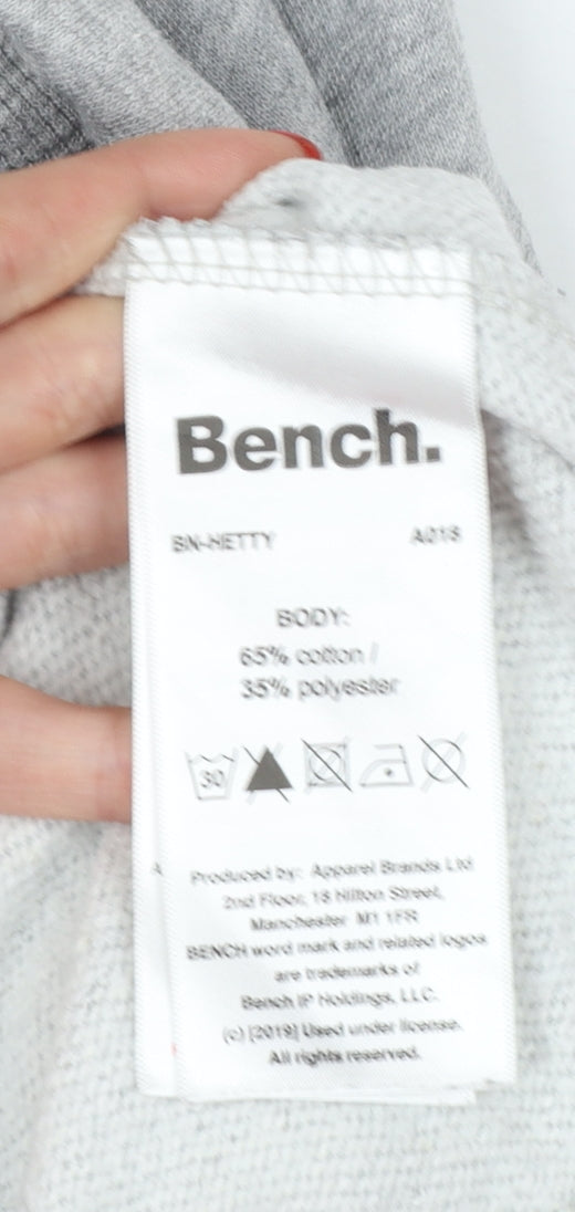 Bench Women Grey UK 16 XL Logo Pullover Hoodie Kangaroo Pocket