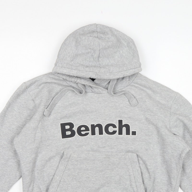 Bench Women Grey UK 16 XL Logo Pullover Hoodie Kangaroo Pocket