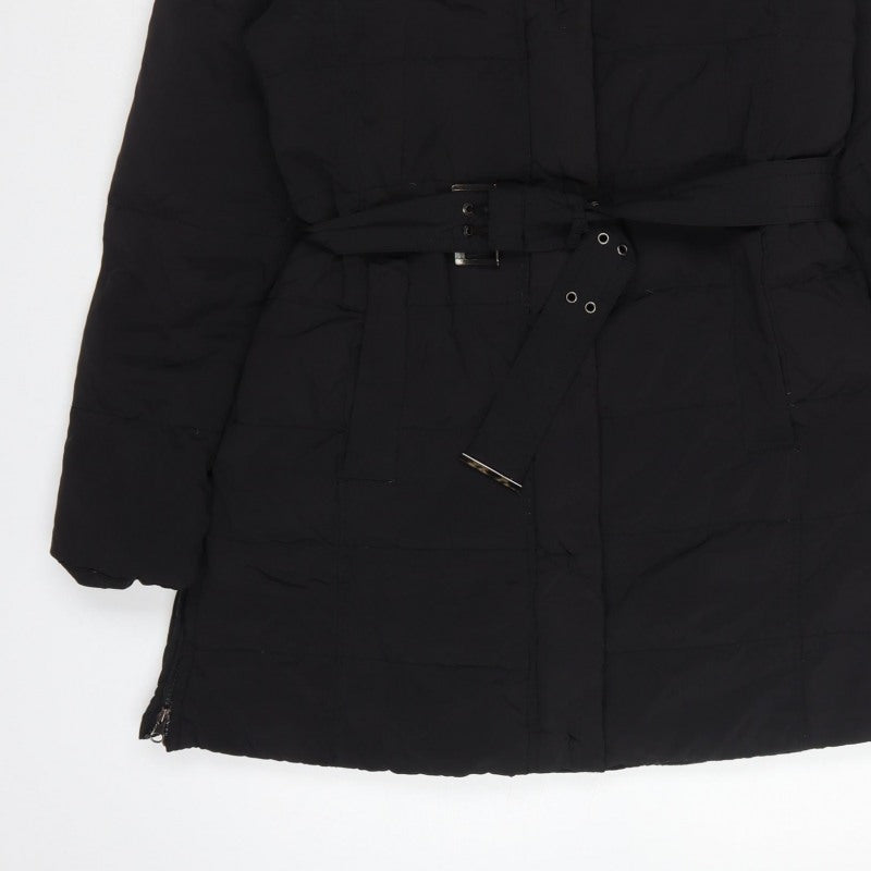 Zara Basic Women’s Black XL Hooded Belted Long Puffer Coat