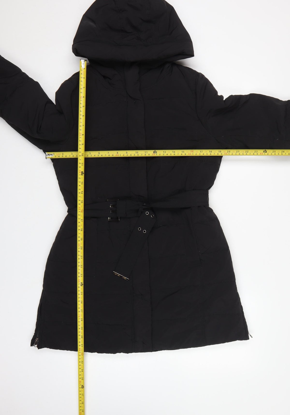 Zara Basic Women’s Black XL Hooded Belted Long Puffer Coat